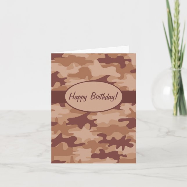 Tarjeta Personalizado del feliz cumpleaños del camuflaje (Anverso)