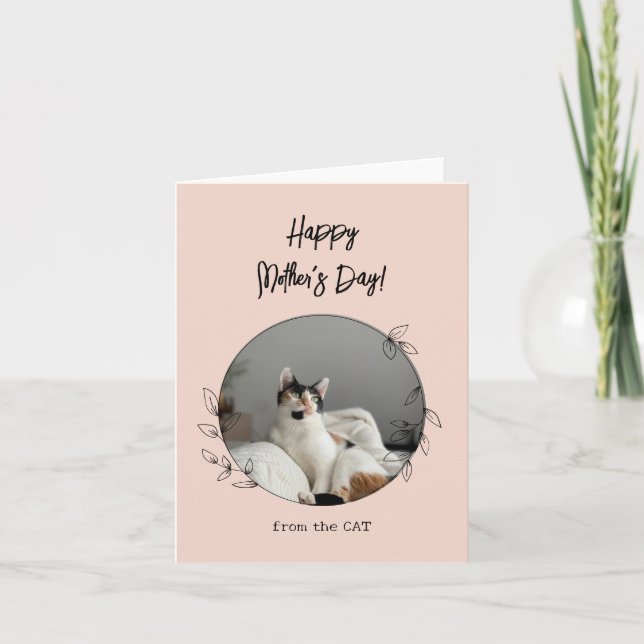Tarjeta Personalizado del gato feliz satinado del día de l (Anverso)