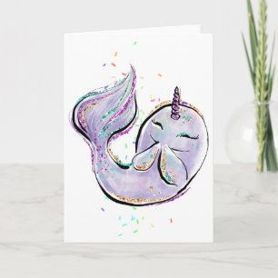 Tarjeta Personalizado del Narwhal kawaii Ilustracion agreg