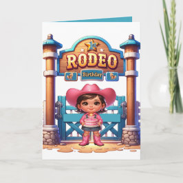 Tarjeta Personalizado del primer rodeo de cumpleaños de Co
