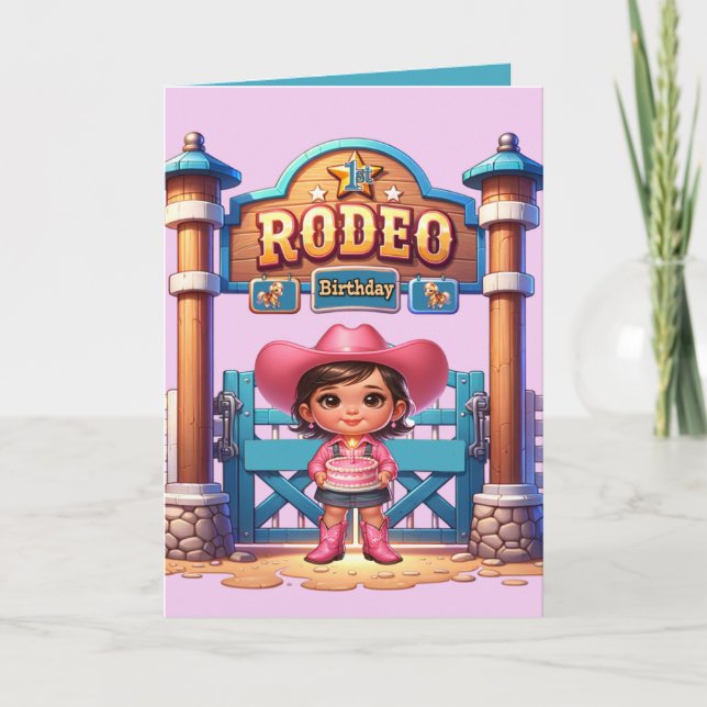 Tarjeta Personalizado del primer rodeo de cumpleaños de Co (Anverso)