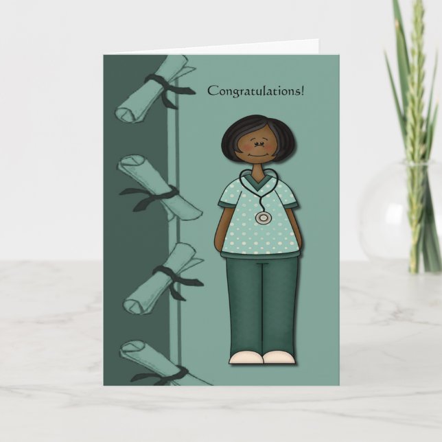 Tarjeta Personalizado del verde del graduado de la (Anverso)