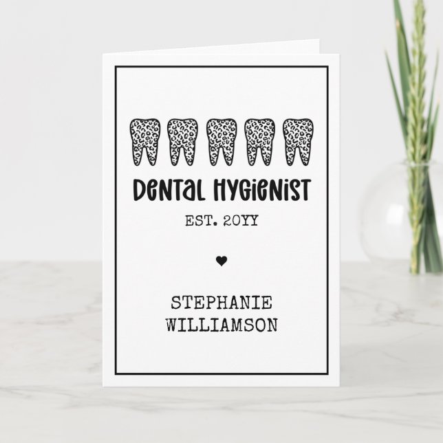Tarjeta Personalizado Dental Hygienist Leoparst Print Teet (Anverso)