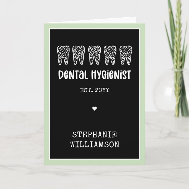 Tarjeta Personalizado Dental Hygienist Leoparst Print Teet (Anverso)