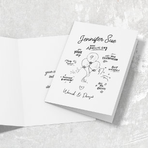 Tarjeta Personalizado Doodle Balón moderno Cumpleaños Foll