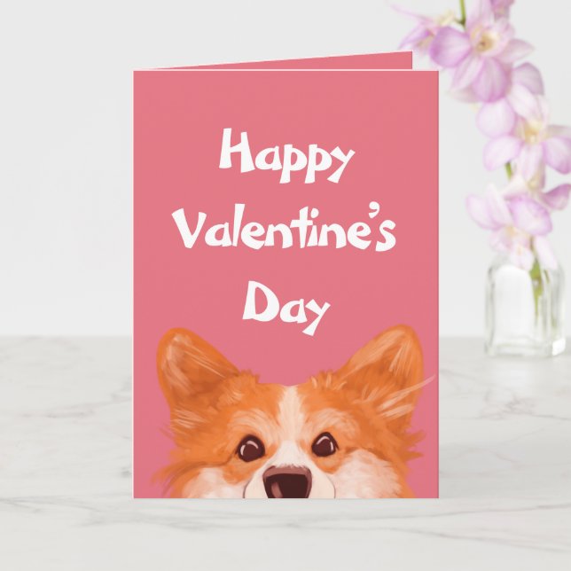Tarjeta Personalizado el día de San Valentín de Corgi (Orquídea)