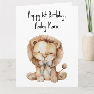 Tarjeta Personalizado el primer cumpleaños del león de jug