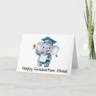 Tarjeta Personalizado Elefante Lindo Graduación