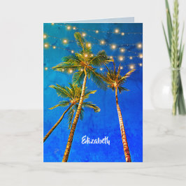 Tarjeta Personalizado Elegante Palm Trees Tropical Ilumina