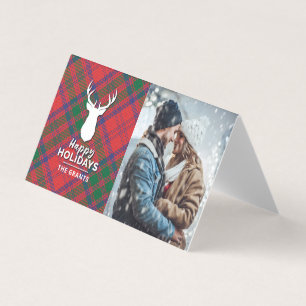 Tarjeta Personalizado Felices Fiestas Rojo Verde Plaid Pre