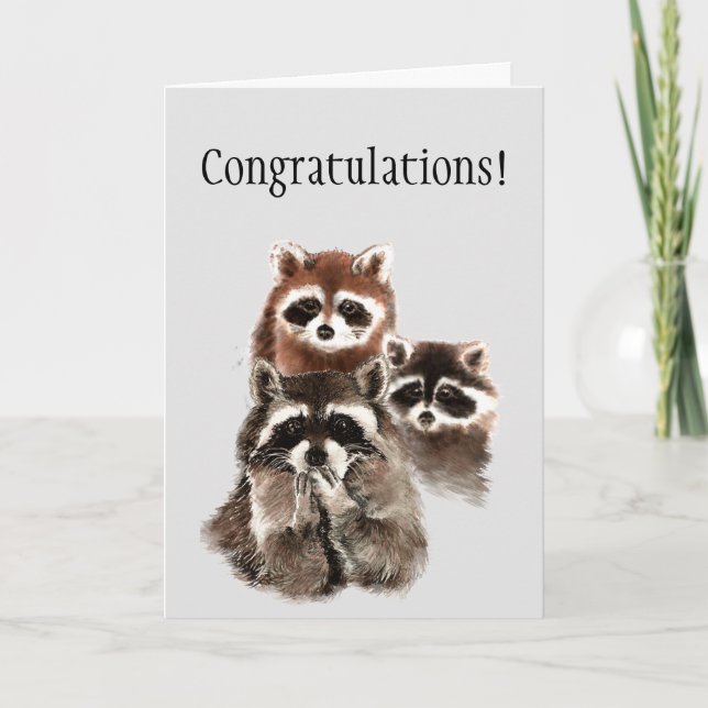 Tarjeta Personalizado felicita a los mapaches divertidos q (Anverso)