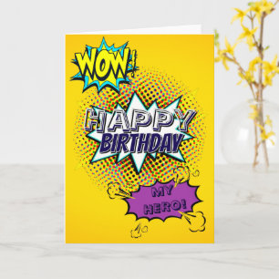 Tarjeta Personalizado FELIZ BIRTHDAY HERO Estilo Cómico Po