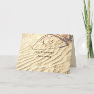 Tarjeta Personalizado Feliz cumpleaños 90, olas en arena
