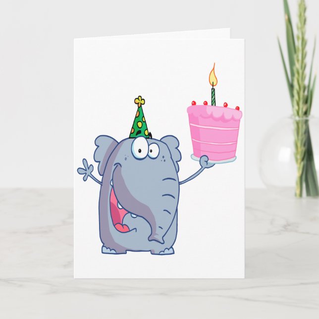 Tarjeta personalizado feliz de cumpleaños elefante (Anverso)