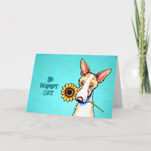Tarjeta Personalizado feliz del día del girasol del perro
