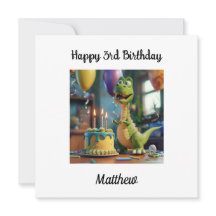 Personalizado Feliz tercer cumpleaños, Dino