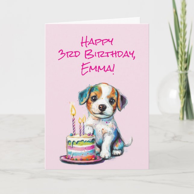 Tarjeta Personalizado Feliz Tercer Cumpleaños Felicitacion (Anverso)