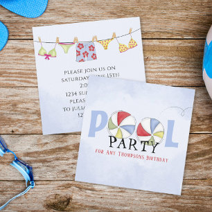 Tarjeta Personalizado Fiesta  Cute Beach Balls