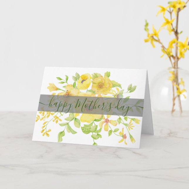 Tarjeta Personalizado floral de acuarela amarilla Día de l (flor amarilla)