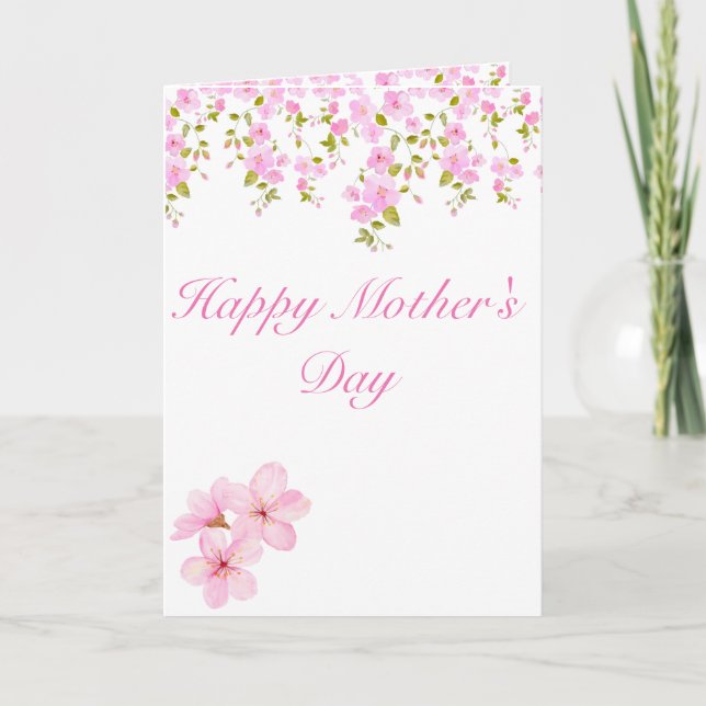 Tarjeta Personalizado Floral Rosa Cherry Blossom (Anverso)