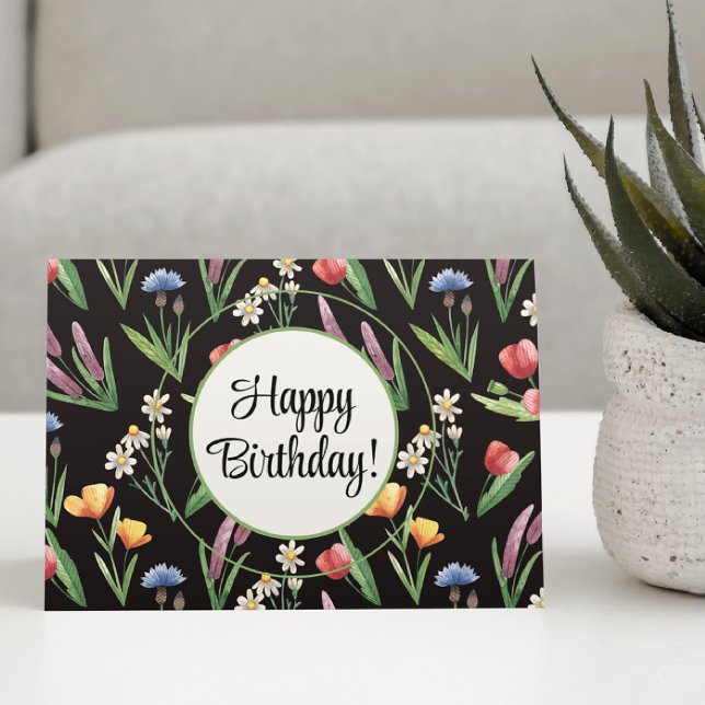 Tarjeta Personalizado, Flores Brillantes Feliz Cumpleaños (Subido por el creador)