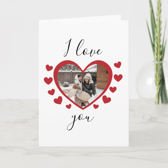Tarjeta Personalizado foto te quiero corazón, feliz San Va (Anverso)