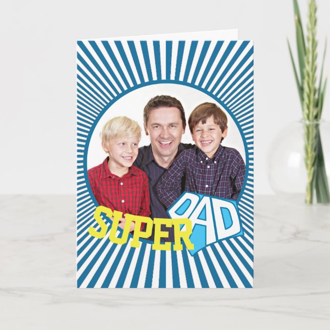 Tarjeta Personalizado Fotografía de Super Dad Comic (Anverso)