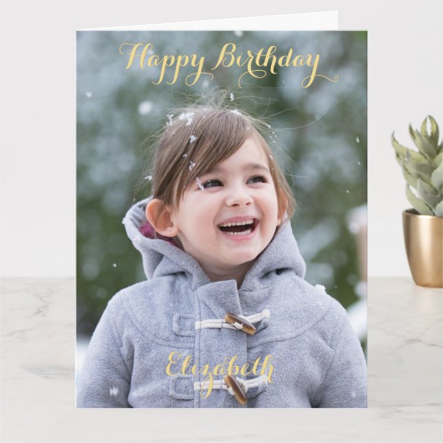 Tarjeta Personalizado fotográfico grande y feliz cumpleaño (Planta pequeña)