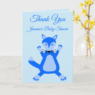 Tarjeta Personalizado Fox de Cute Blue Baby Boy