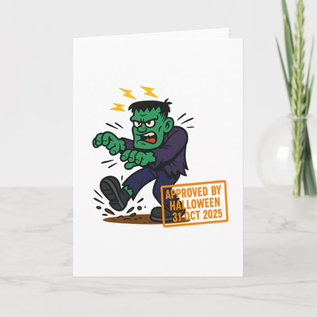 Tarjeta Personalizado Frankenstein - Aprobado por Hallowee (Anverso)