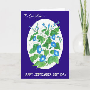 Tarjeta Personalizado Front Blue Morning Glory September C