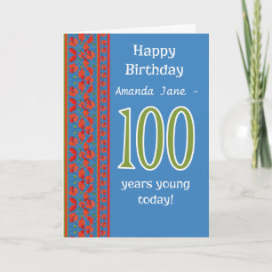 Tarjeta Personalizado Front Red Field Poppies 100th Birthd