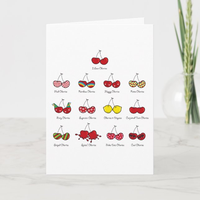 Tarjeta Personalizado Fun Comic Funny Cherries Rojas Cheek (Anverso)