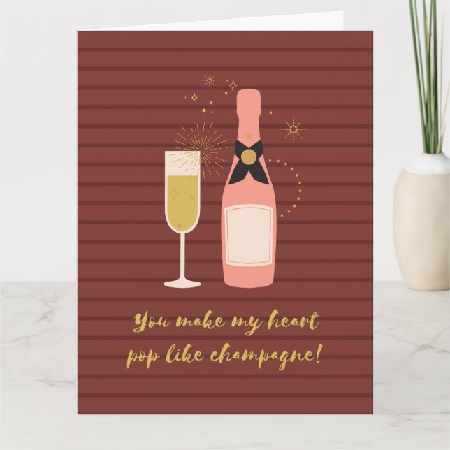 Tarjeta Personalizado Funny Champagne Pun El día de San Va (Anverso)