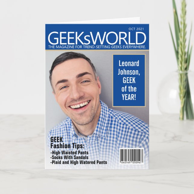 Tarjeta Personalizado Funny Fake GeeKsWorld Magazine Birth (Anverso)