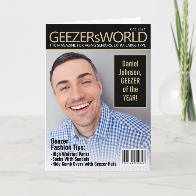 Tarjeta Personalizado Funny Fake GeezersRevista Mundial Cu (Anverso)