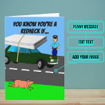 Tarjeta Personalizado Funny Redneck Mattress Chiste Cumple<br><div class="desc">Esta tarjeta graciosa es específicamente para esa persona en tu vida con un poco de cuello rojo en él/ella. Tiene un diseño exterior divertido de un colchón encima de un auto. Dentro hemos escrito justo el mensaje correcto para hablar al momento, pero puedes personalizar con tus propias palabras. Busque otros...</div>