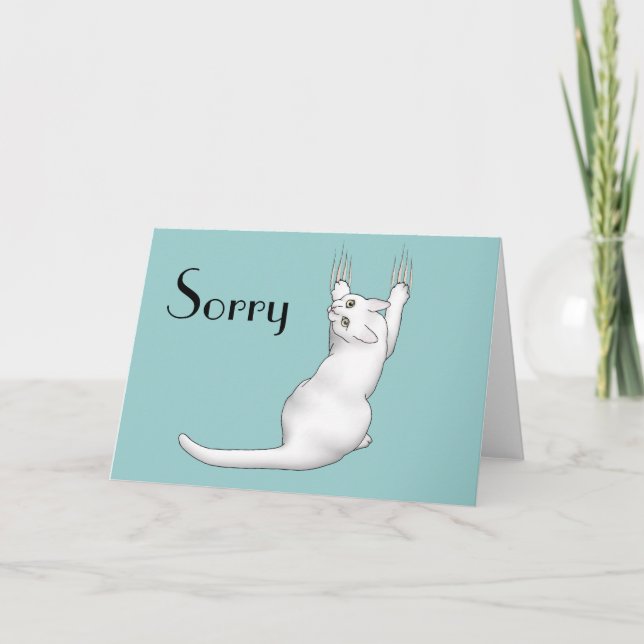 Tarjeta Personalizado Gato Blanco arañando y desgarrando (Anverso)