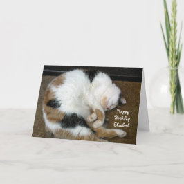 Tarjeta Personalizado gato de Calico curvado dormido Cumpl