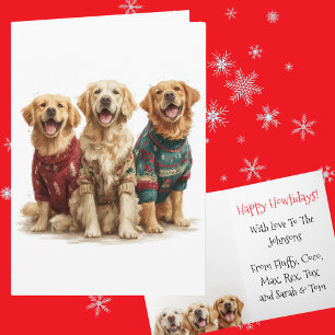 Tarjeta Personalizado Golden Retriever Navidades Ugly Swea