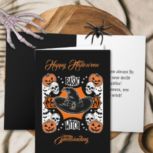 Tarjeta Personalizado Gorra de brujas asustó a Scary Pumpk