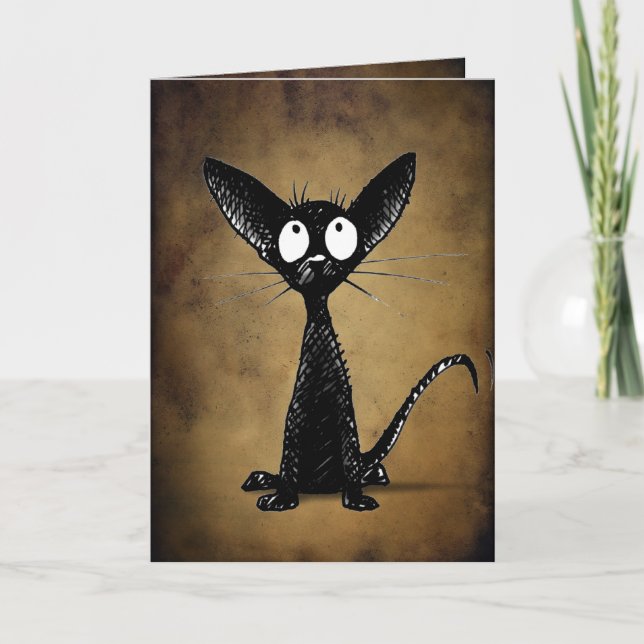 Tarjeta Personalizado gótico gracioso de gato oriental neg (Anverso)