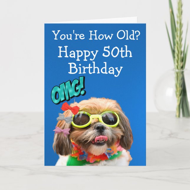 Tarjeta Personalizado gracioso 50 años del perro (Anverso)