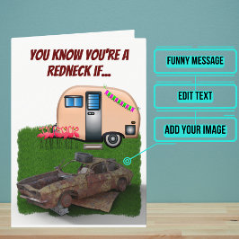 Tarjeta Personalizado Gracioso Chiste de coche Redneck