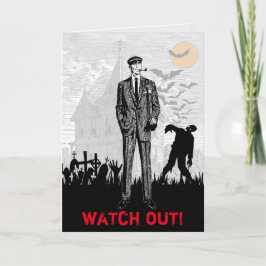 Tarjeta Personalizado Gracioso Retro Zombie Halloween Hall