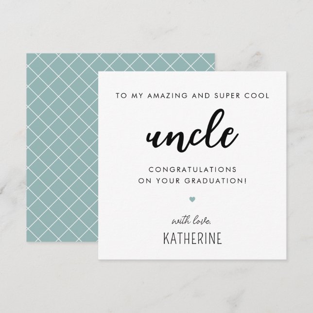 Tarjeta Personalizado Graduación de tío moderno y lindo (Anverso / Reverso)