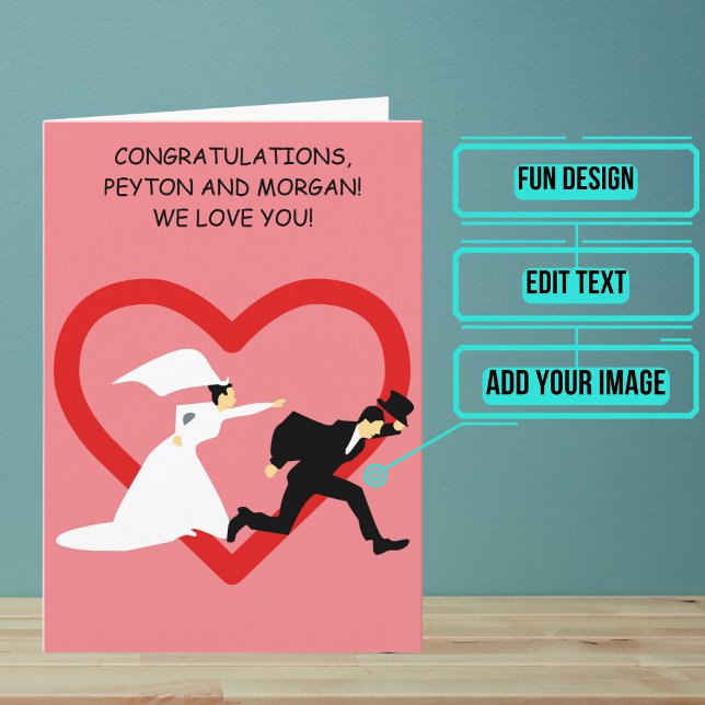 Tarjeta Personalizado Groom huye de la felicitación por el (Send your love and congratulations with a modern and unique twist.)