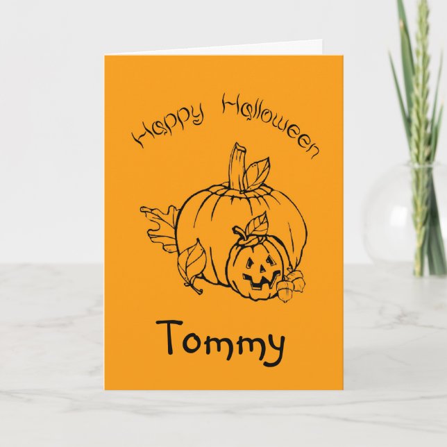 Tarjeta personalizado Halloween con calabazas (Anverso)