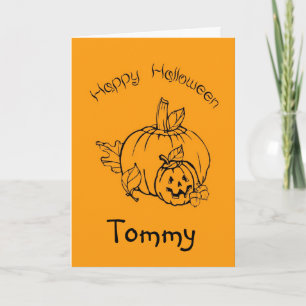 Tarjeta personalizado Halloween con calabazas