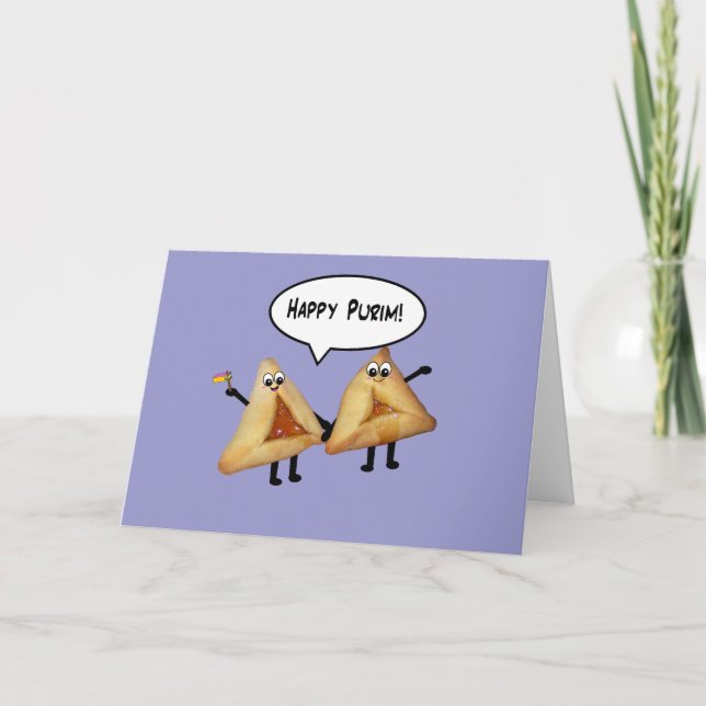 Tarjeta Personalizado Happy Purim Cute Smite Hamentaschen (Anverso)